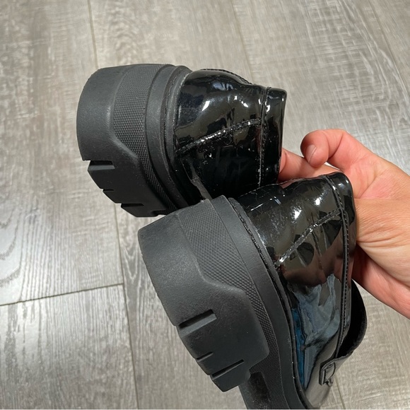 H&M Platform Chunky Black Patent Loafers Size 38 US8 - Picture 7 of 13